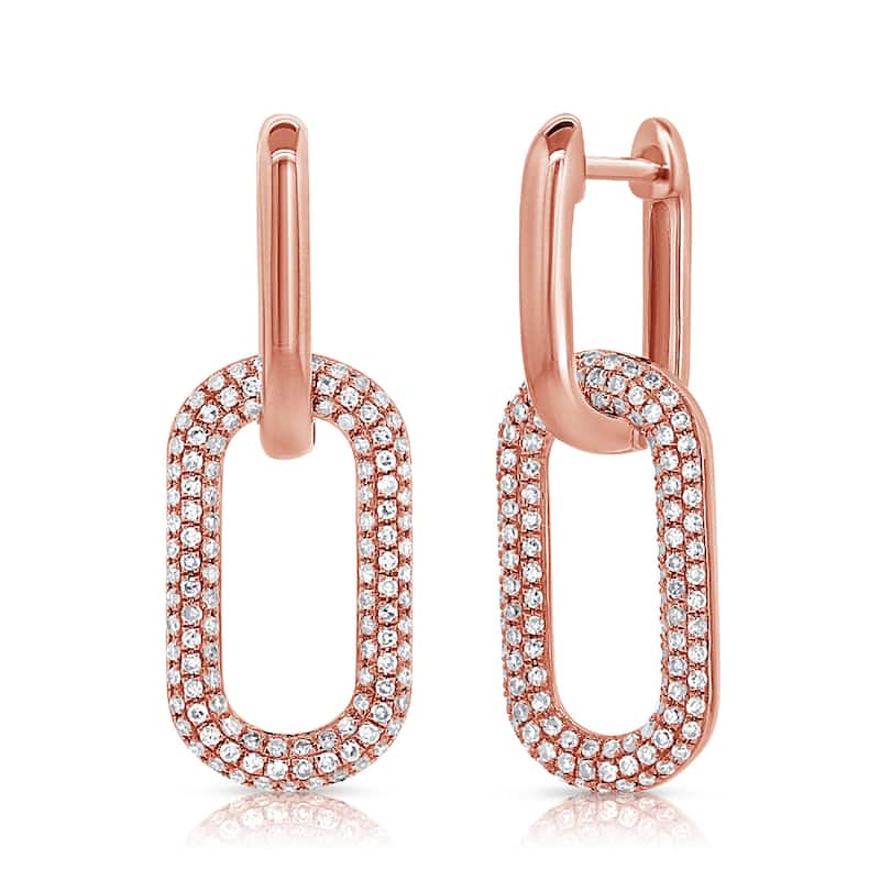 Joelle Collection Diamond Pave Link Dangle Earrings 2/3 cttw. 14K Gold