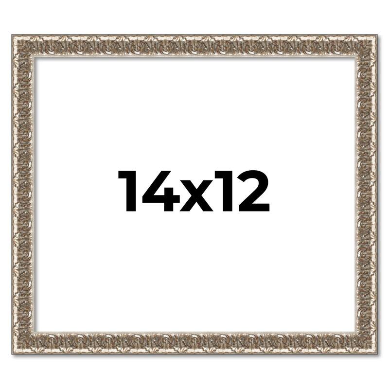 14x12 Frame Silver Versailles Ornate Solid Wood Picture Frame | 1 Inch