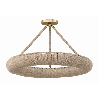 Oakley 1 Light Soft Gold Semi Flush Mount - 24"W x 3.5"H x 24"D