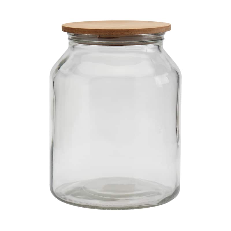 Mason Craft & More European Belly Glass Canisters w/ Acacia Lids - Set of 4 - N/A