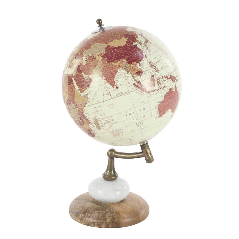 Mango Wood Globe - Cream - Roche River Decor - 8"W x 8"L x 14"H