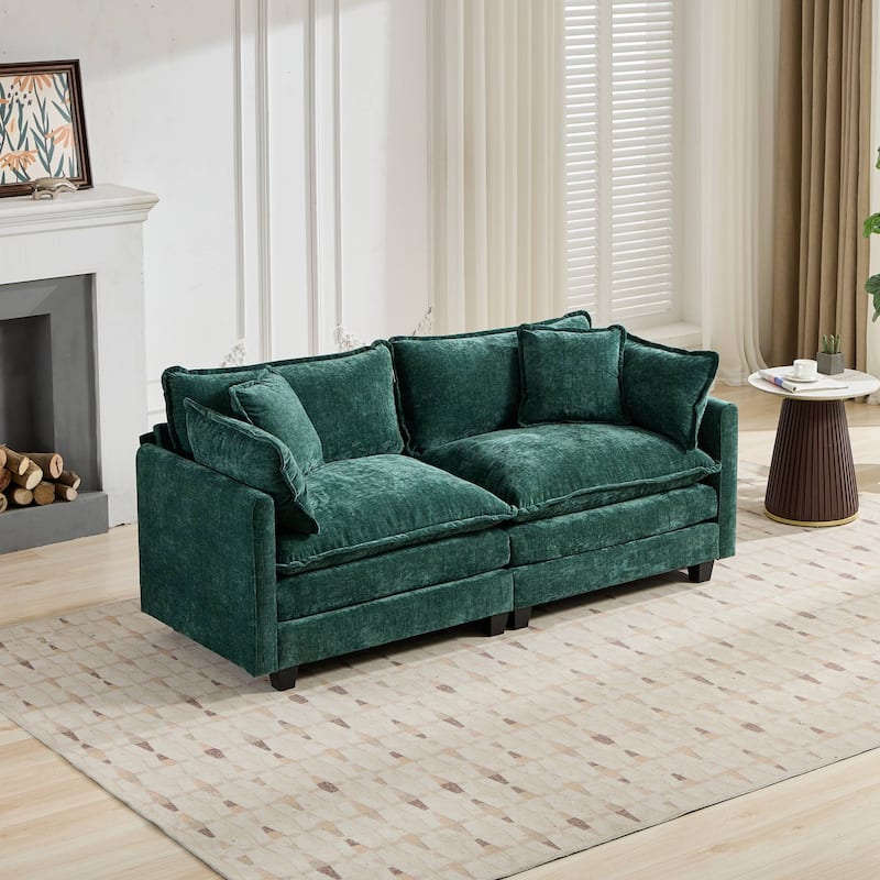 Roomfitters Large Upholstered Sofa Loveseat with Plush Cushions and Pillows, Modern Cloud Couch for Living Room