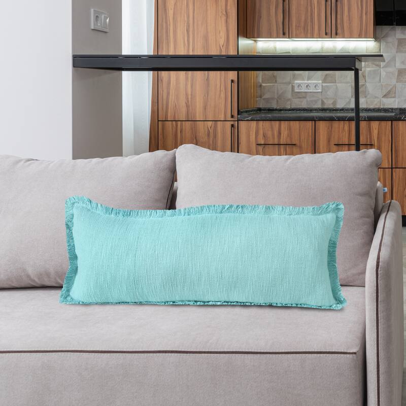 Hidalgo Solid Fringed Throw Pillow by Sevita