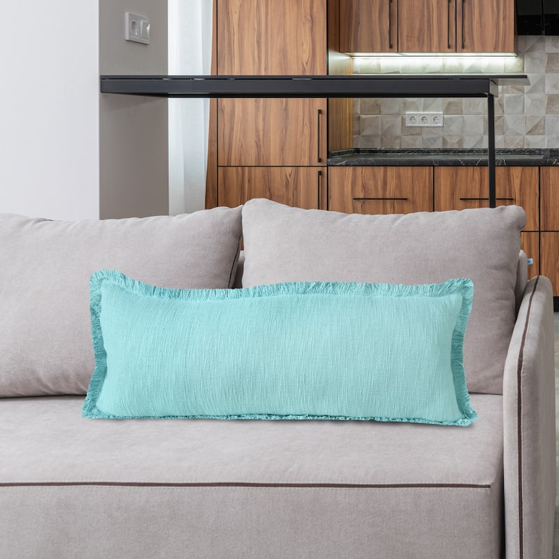 Sevita Solid Cotton Fringe Throw Pillow
