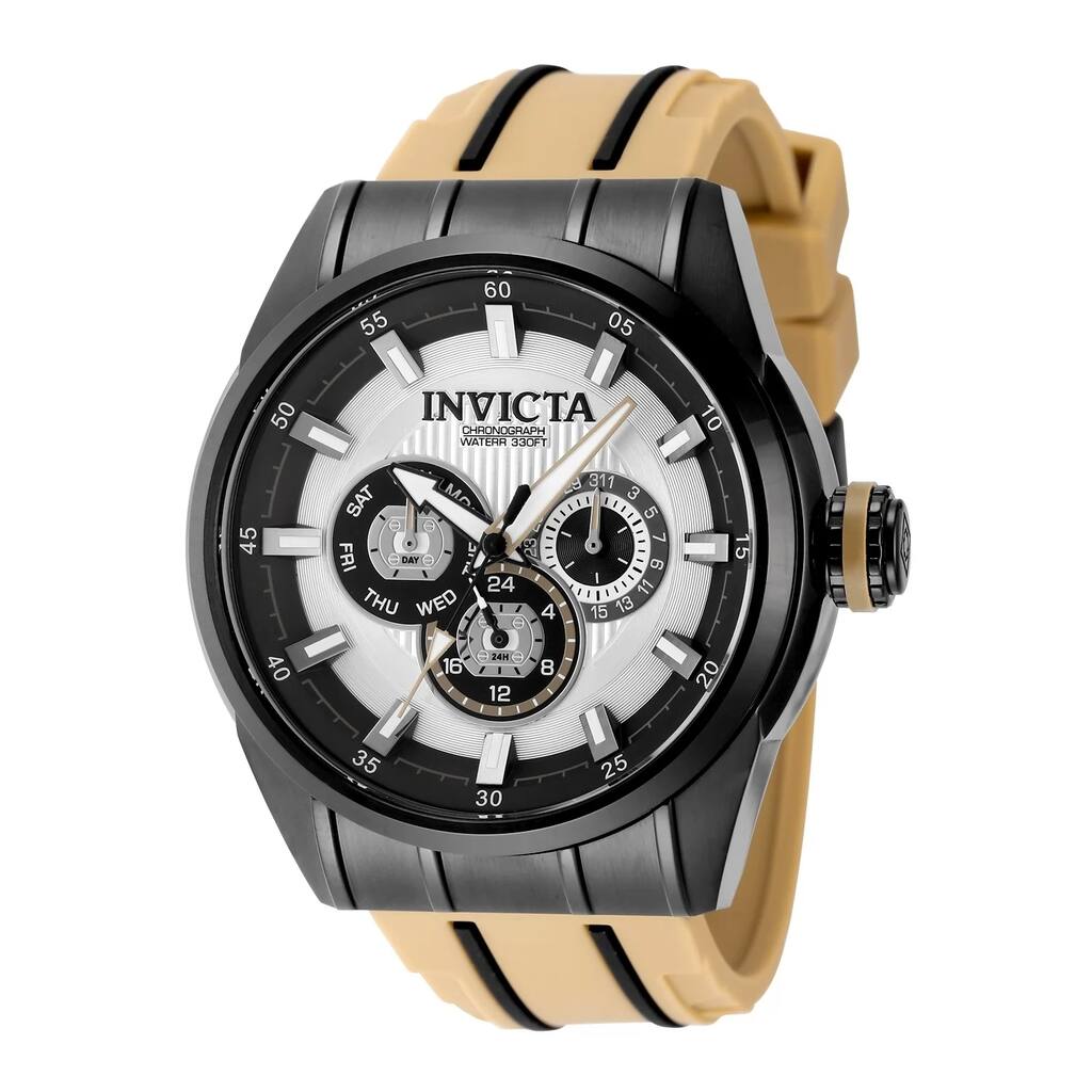 Invicta Men's 49053 Speedway Quartz Chronograph Silver, Black Dial Watch - Silver/Black