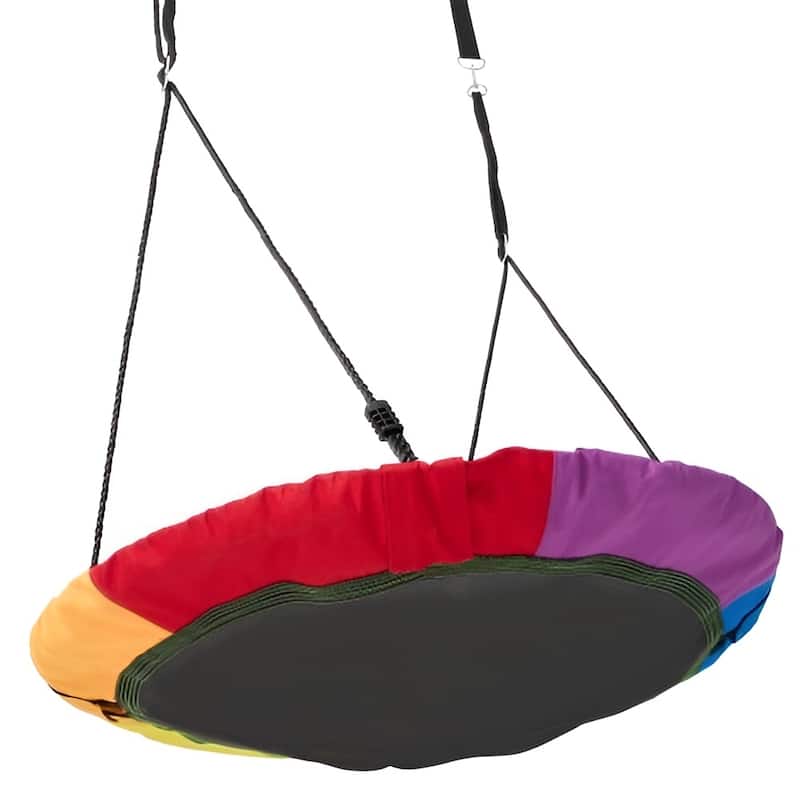 Multicolor 900D Oxford Saucer Tree Swing, 750lb Round Kids Seat Set - 40" L x 2" H
