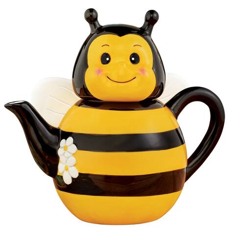 Hand-Painted Charming Bumble Bee Teapot - 11.130 x 10.750 x 8.000