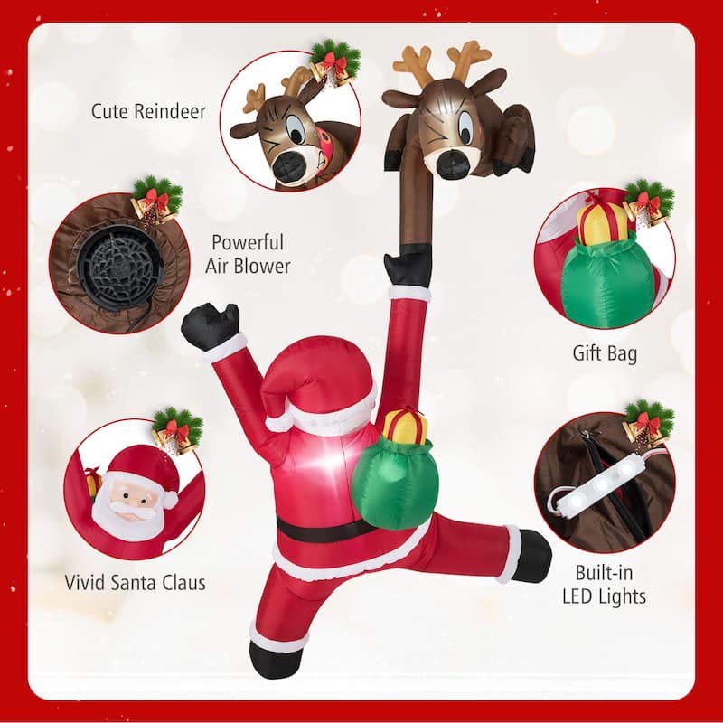 8.5 FT Christmas Inflatable Reindeer & Climbing Santa Claus