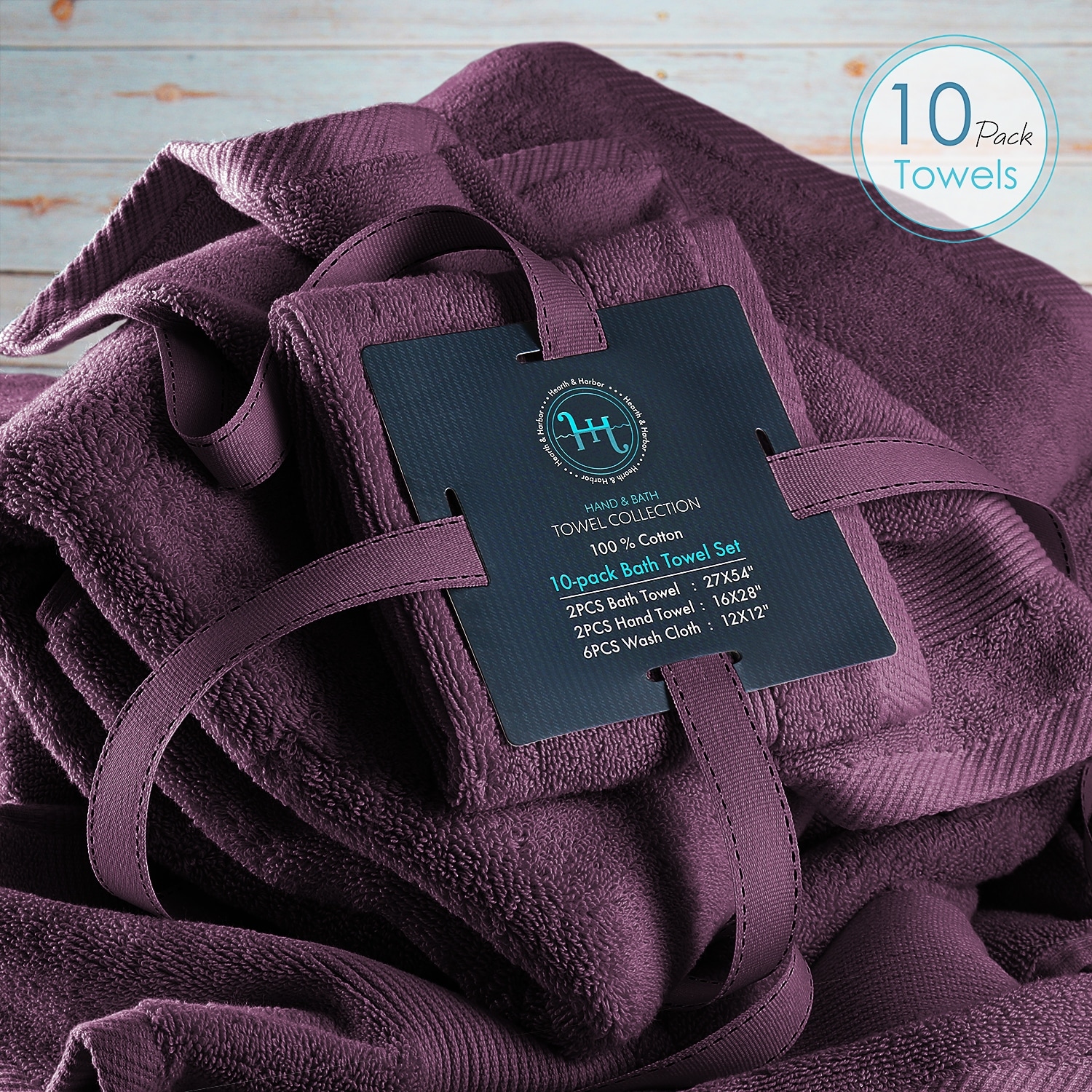 Hearth & Harbor 100% Cotton Ultra Soft Absorbent Towel-image