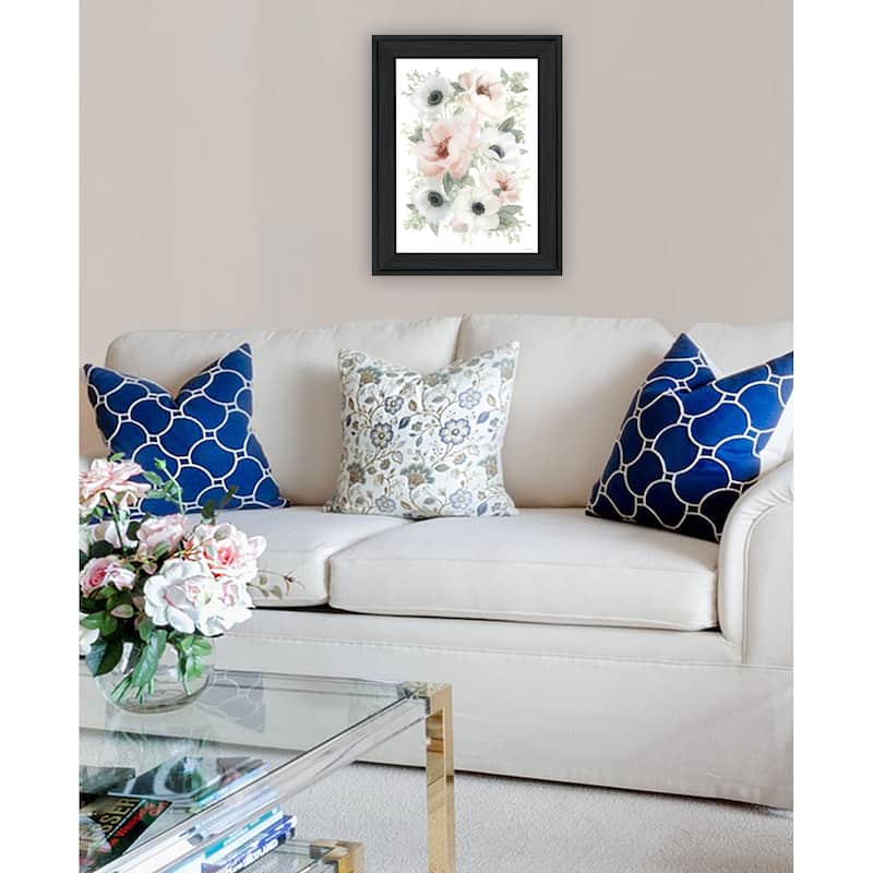 TrendyDecor4U Contemporary "Peony Floral Block" Framed Print Wall Art