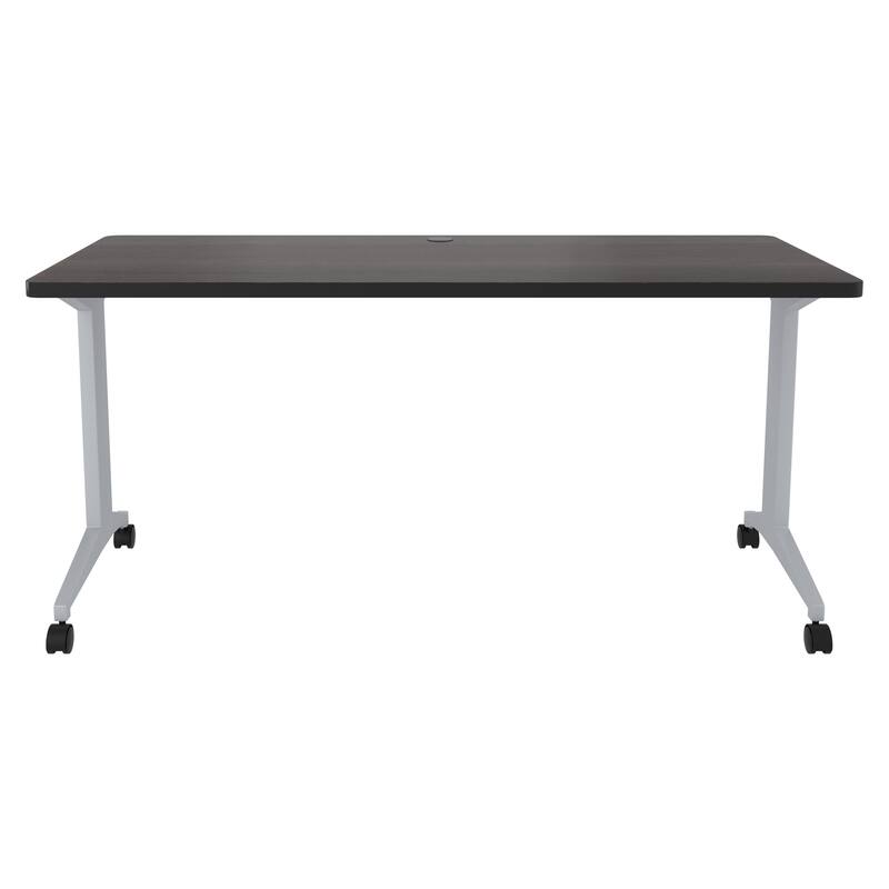 Modern T-Leg Table Desk, Arctic Silver/Weathered Charcoal