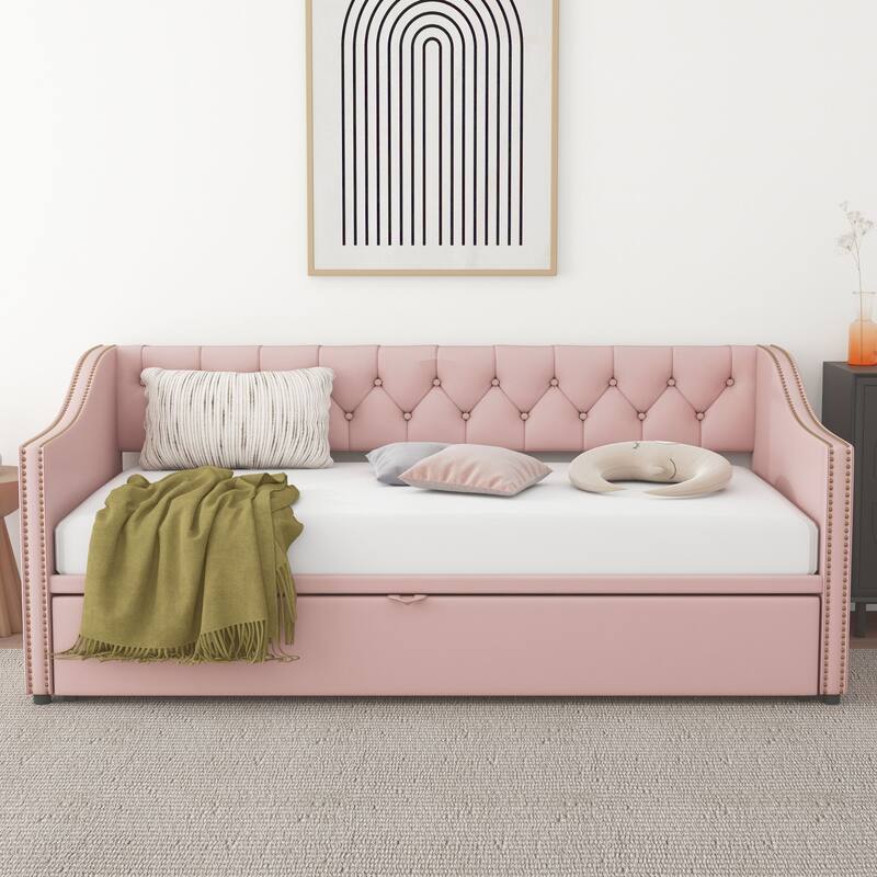 Upholstered Sofa Bed with Pop-Up Bed Frame