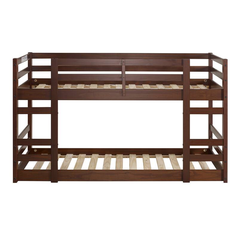 Walker Edison Browning Solid Wood Twin Size Low Bunk Bed