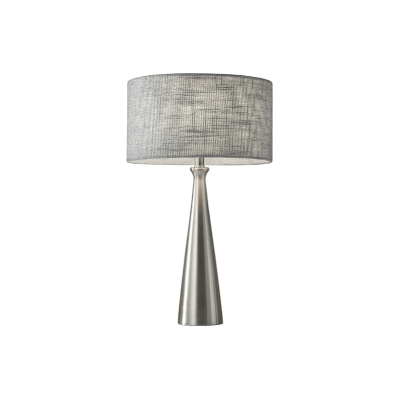 HomeRoots Silver Metal Table Lamp With Gray Drum Shade - 13 x 13 x 21.5