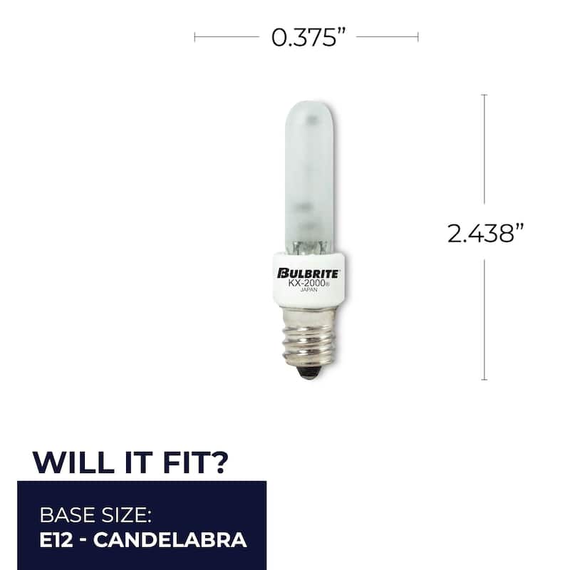 Bulbrite Pack of (2) Dimmable T3 Candelabra (E12) Krypton Bulb - 60 Watt - Frost