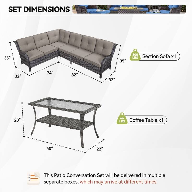 Outdoor Conversation Sets 2 Sectional Sofa Furniture