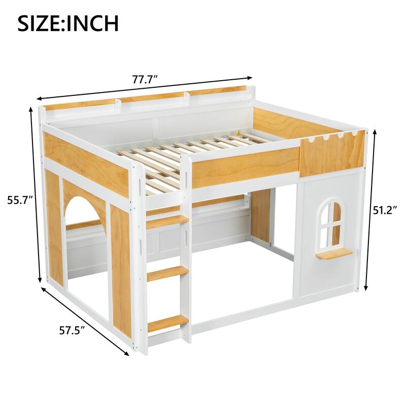 Loft Bunk Bed with Storage Shelves, Window and Two Doors by Harper&Bright Designs