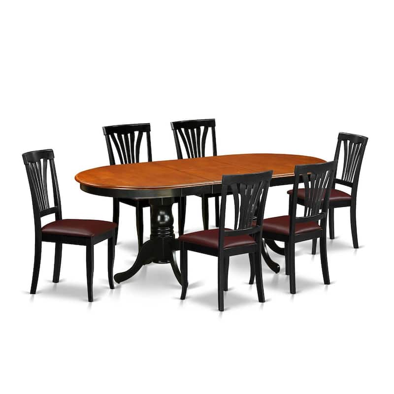 Dining Room Table Set 7 Piece Oval Table & Chairs - Black Cherry Finish - Modern Design