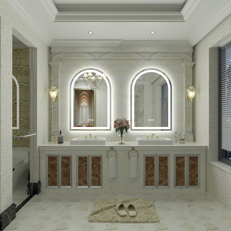 UL Certified Arched LED Anti-fog Tempered Glass Wall Bathroom Vanity Mirror