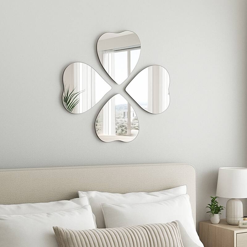 Small Decorative Wall Self Adhesive Shaped Mirrors - Set of 4