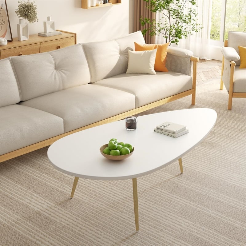 Coffee Tables for Small Space Unique Simple Oval - 22.2"D x 42.5"W x 17.1"H