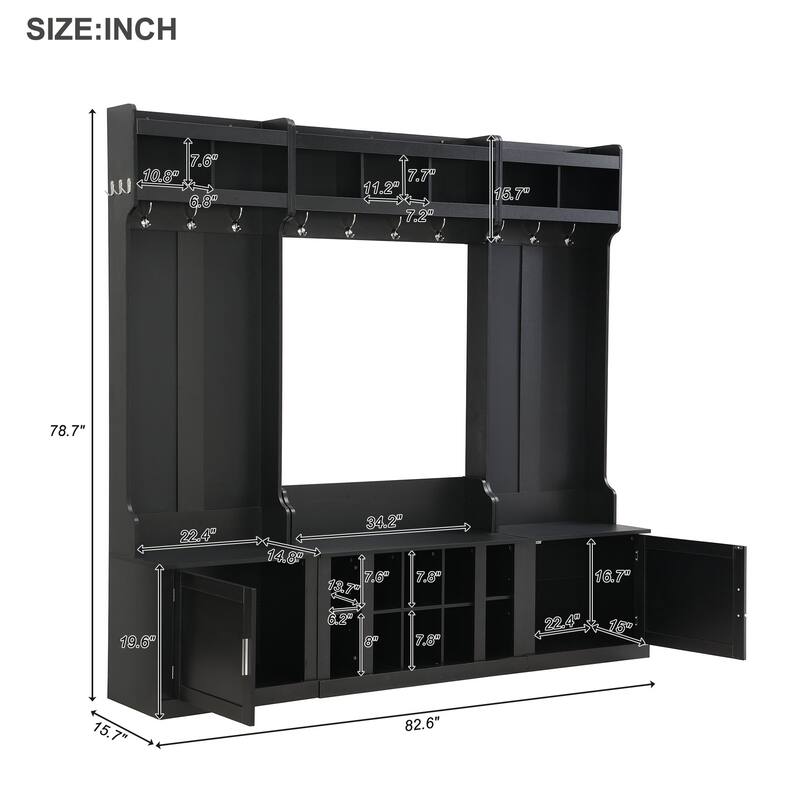 Hallway Coat Rack Indoor Bench, Storage Bench Shoe Bench