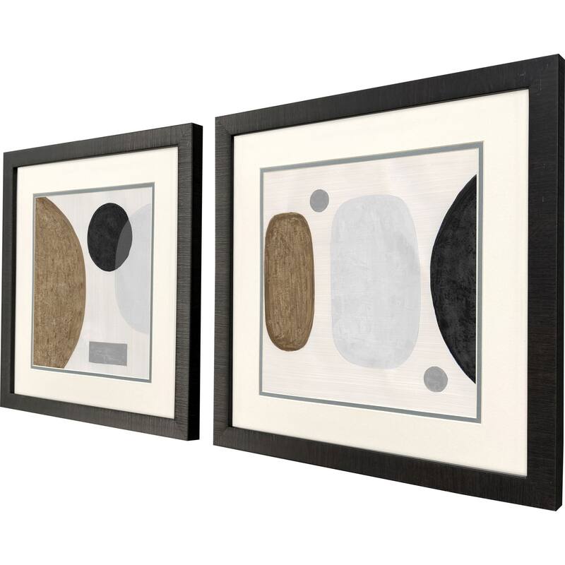 HomeRoots Set Of Two Neutral Stones Brown Framed Wall Art