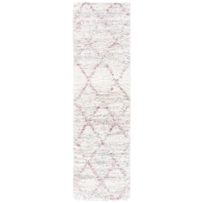 SAFAVIEH Fontana Shag Marye Modern Trellis 2-inch Thick Rug - 2'3" x 8' Runner