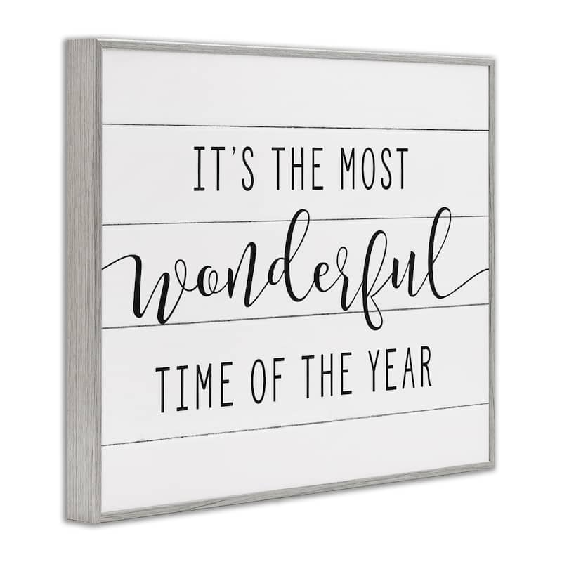 Stupell Holiday Most Wonderful Time Of The Year Framed Art, Design By Artist Lettered and Lined