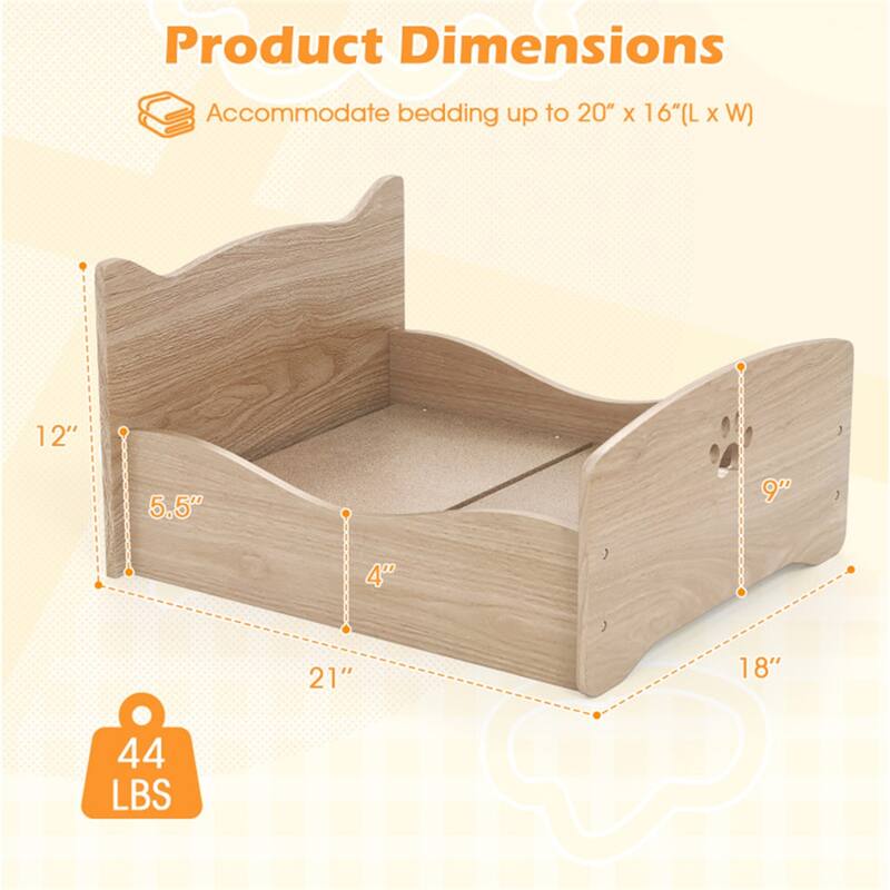 Elevated Pet Bed for Small Animals Raised Indoor Bed with Protective Rails and Headboard for Kittens Puppies Ferrets