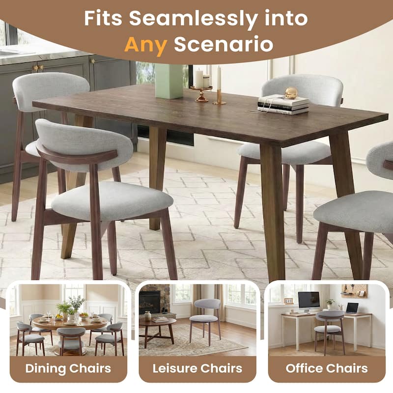 RENEWLINE Linen Upholstered Solid Wood Curved Back Dining Chair