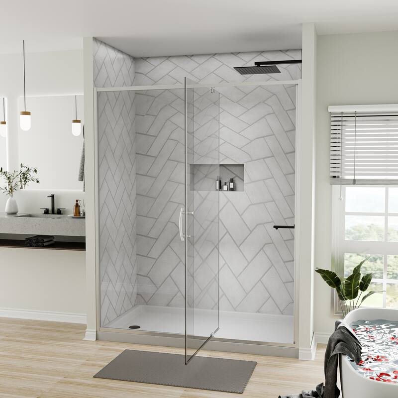 56-60" Bathtub Pivot Shower Screen Door - 60''x 71'' - Chrome