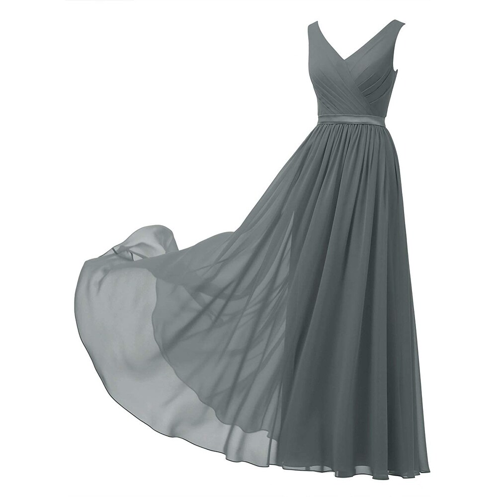 steel gray formal dress