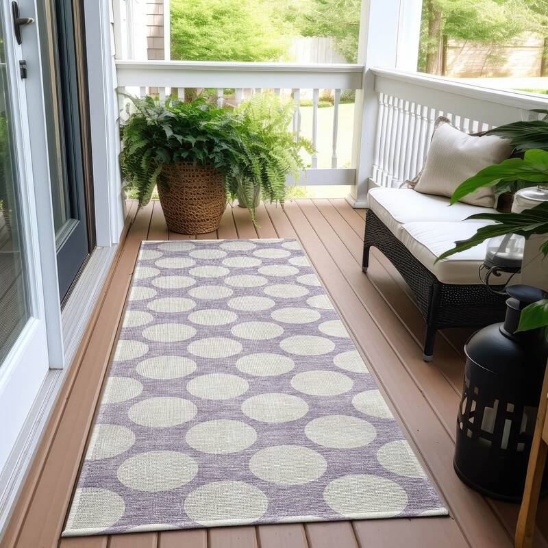 Machine Washable Indoor/ Outdoor Chantille Modern Dots Rug - Lavender - 2'3" x 7'6"