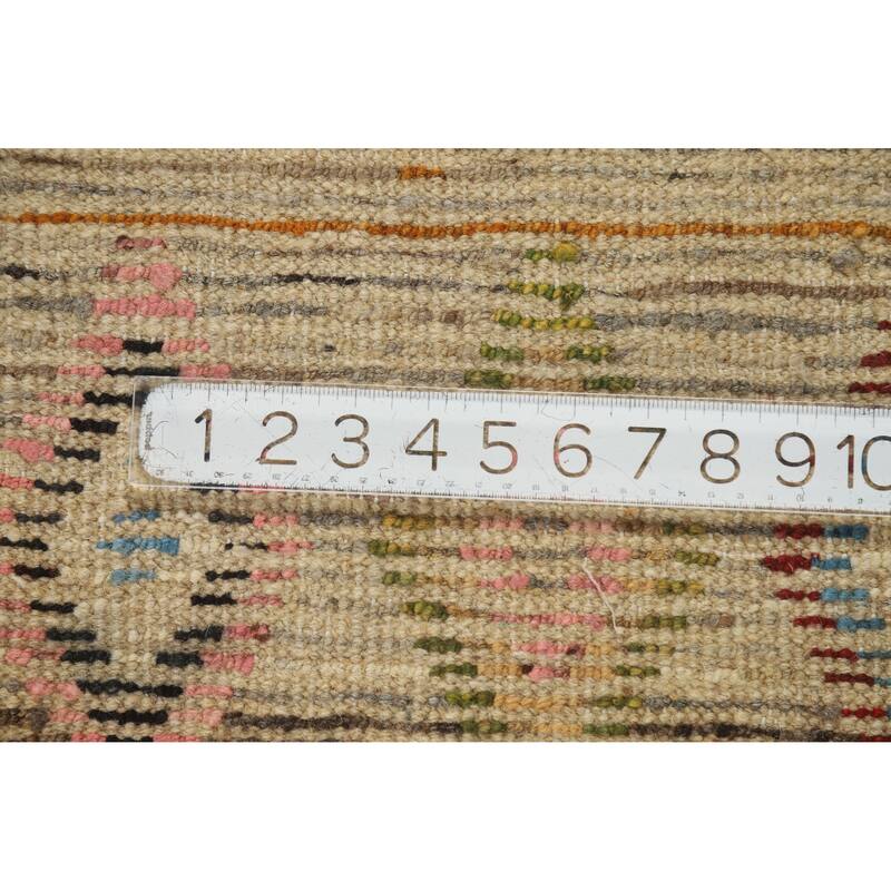 Multi-Color Geometric Moroccan Oriental Rug Hand-Knotted Wool Carpet - 7'0" x 9'7"