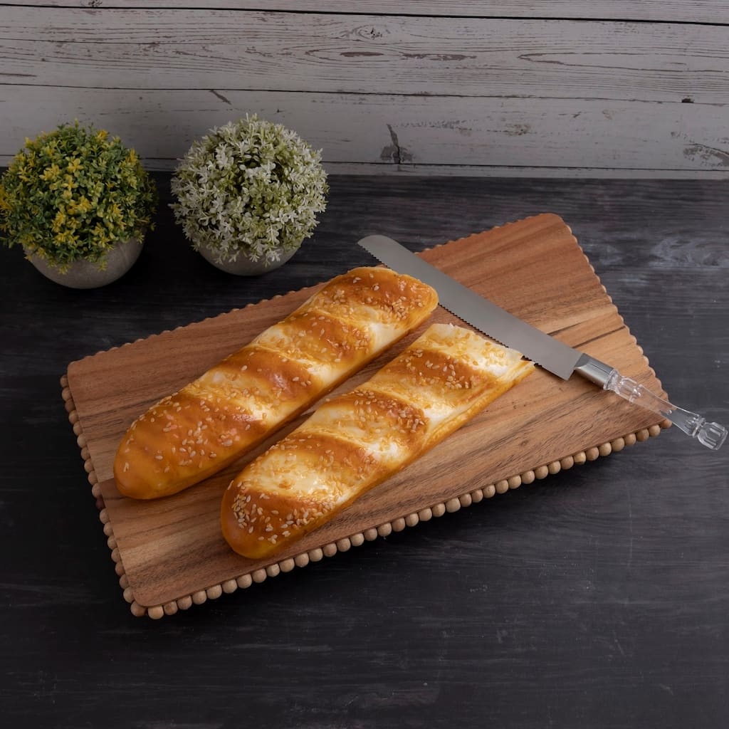 Acacia Wood Beaded Rect Riser