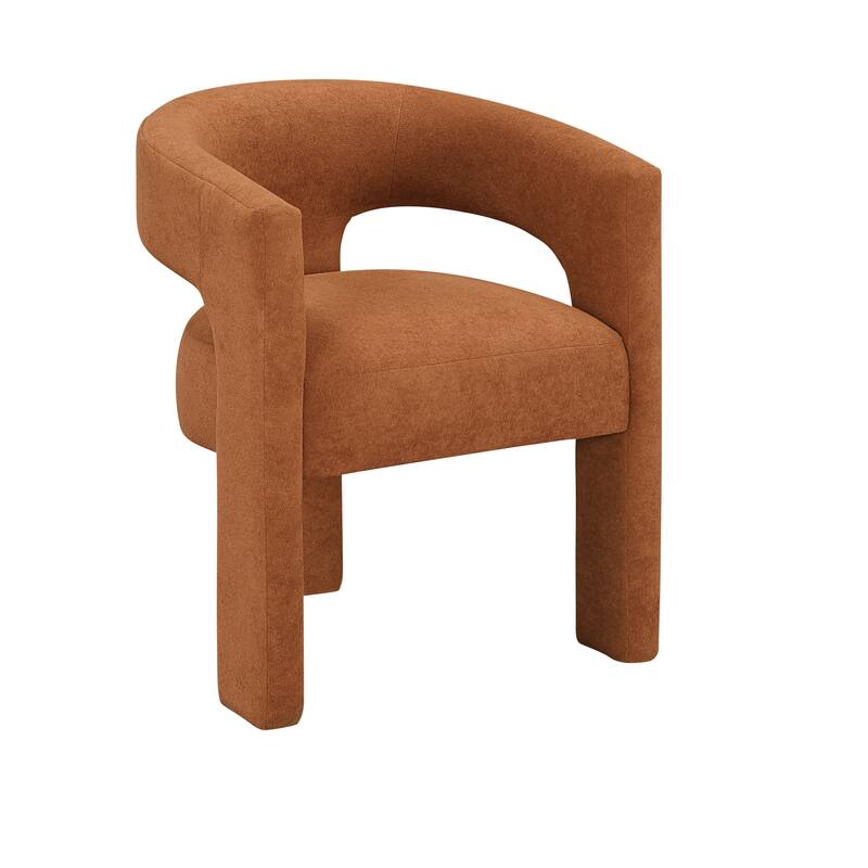 Modern Luxury Dining Furniture Elegant Side Chairs Set of 2 Orange Fabric Soft Boucle Plush Upholstery Comfortable