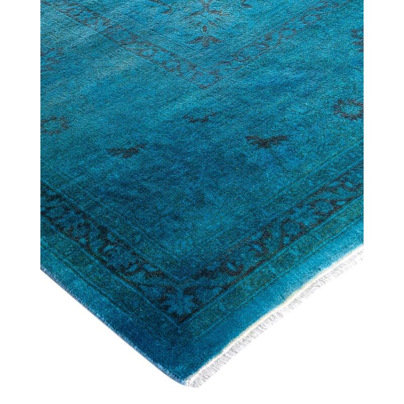 Fine Vibrance One-of-a-Kind Hand-Knotted Area Rug - Blue, 9' 1" x 12' 4" - 9' 1" x 12' 4"