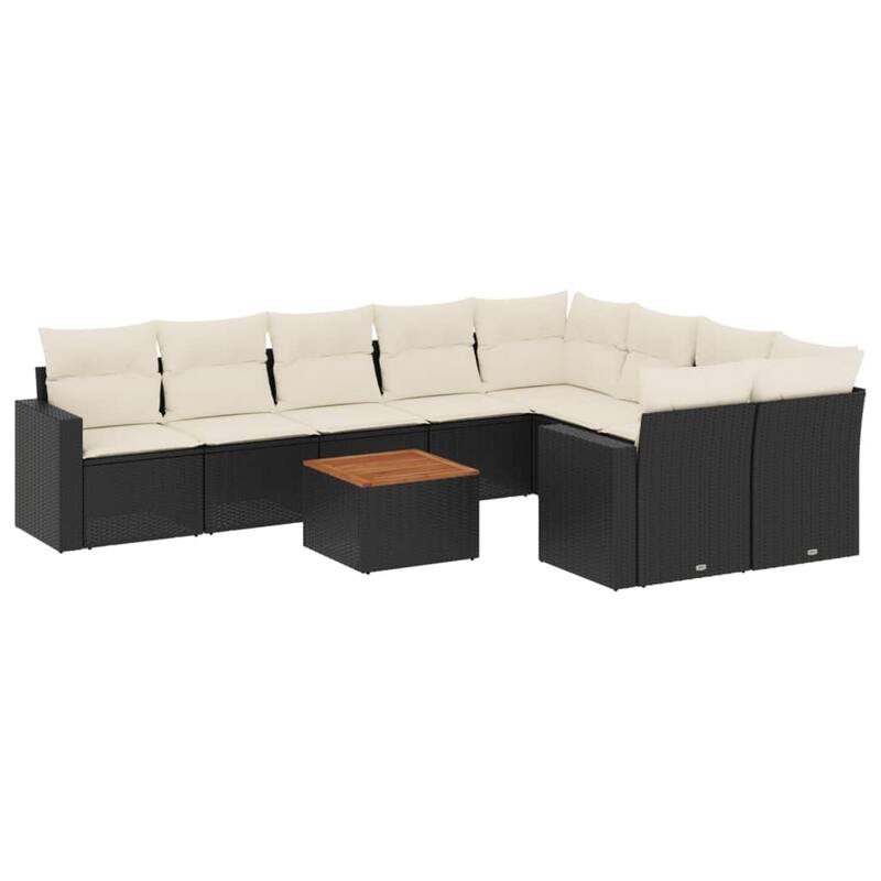 vidaXL Patio Sofa Set with Cushions Outdoor Furniture 10 Piece Poly Rattan - 21.7 x 21.7 x 14.6