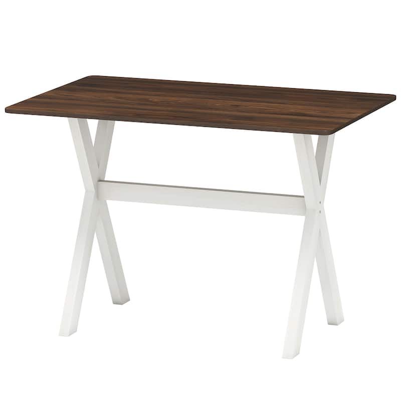 Gymax Dining Table w/ X-shaped Frame Wood Grain Texture Tabletop