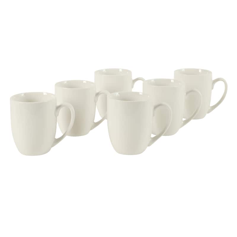 Gibson Home Great Essentials 12 Ounce Porcelain Coffee Mug Set - Cups for Latte, Hot Tea, Cappuccino, Mocha, Espresso, Cocoa - 16oz