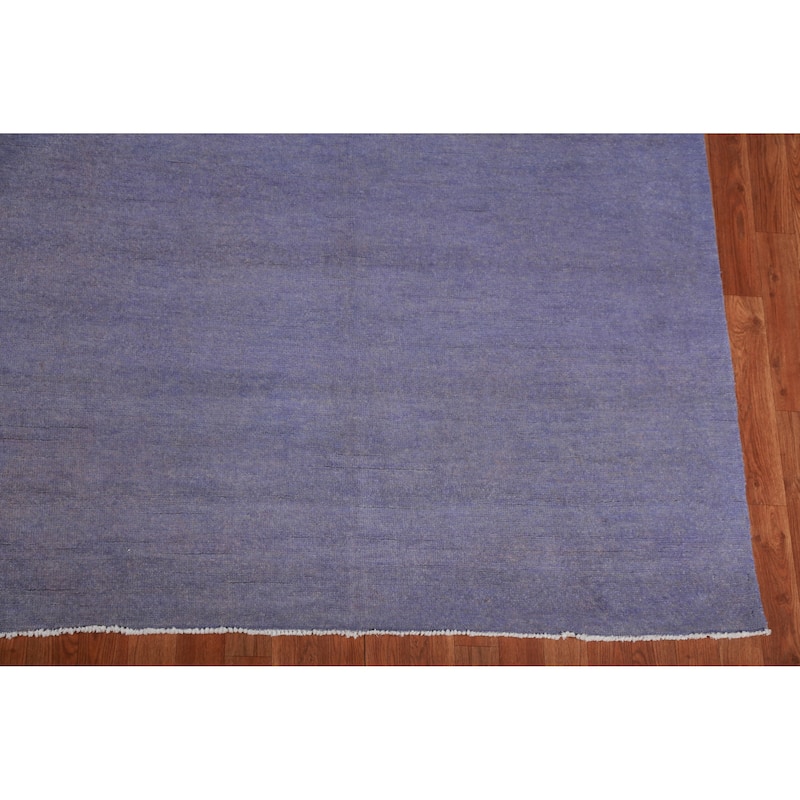 Hand Knotted Oriental 100% Wool Carpet Modern Solid Navy Blue & Blues Gabbeh Area Rug - 13' 10'' X 10' 1''
