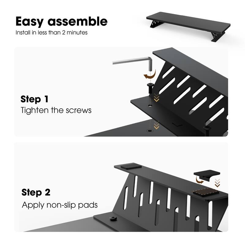 Fenge Dual Monitor Stand Riser, 31.5 inch Long Monitor Stand for Desk - 31.5 x 9.2 x 3.9 inches