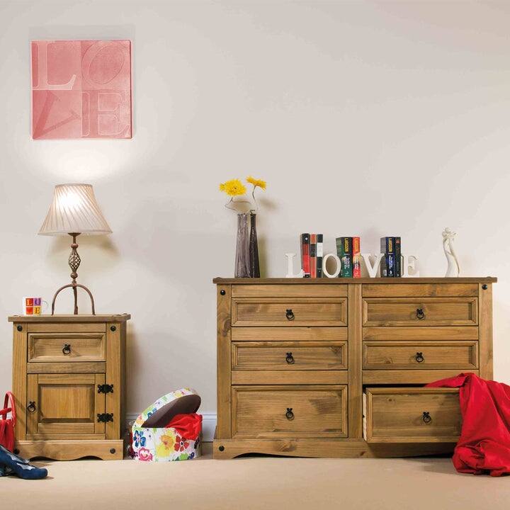 Wood Dresser 3+3 Drawers Chest Corona Collection | Furniture Dash