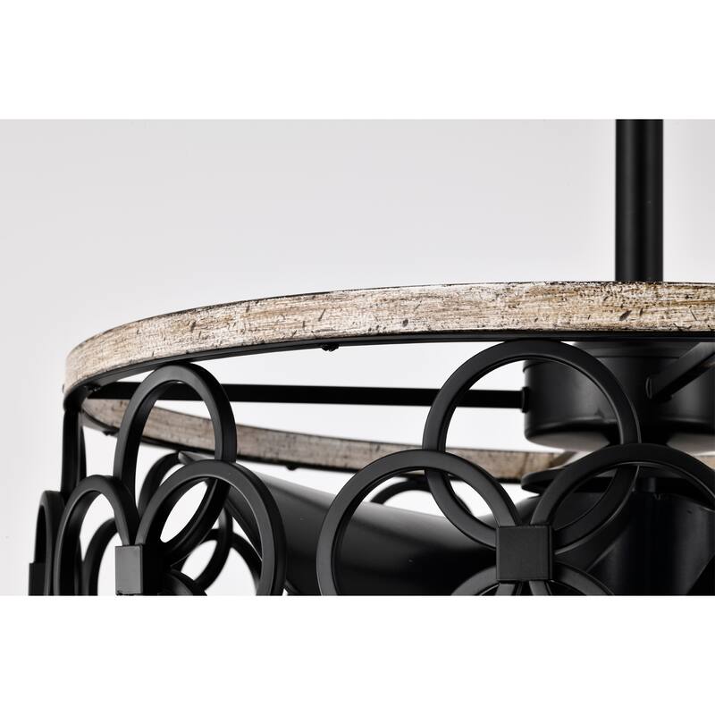 Luo 25 Inch Matte Black Finish Fandelier with Remote