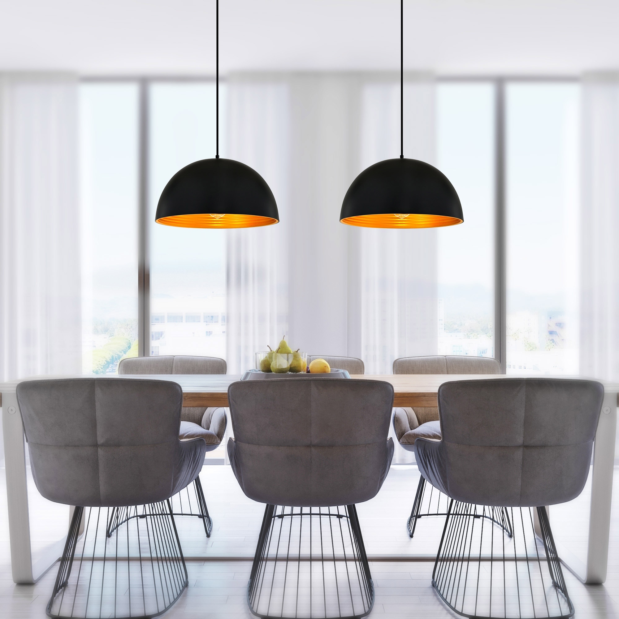 CWI Lighting Modest 1 Light 16in Black Down Pendant