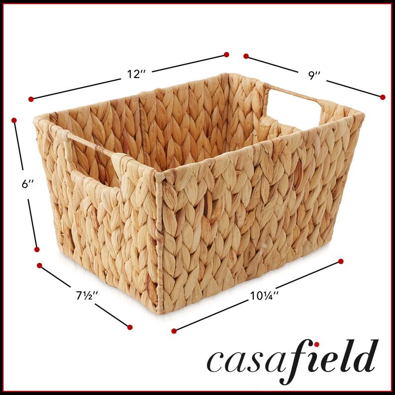 4pk Hyacinth Seagrass Storage Baskets with Handles for Shelves