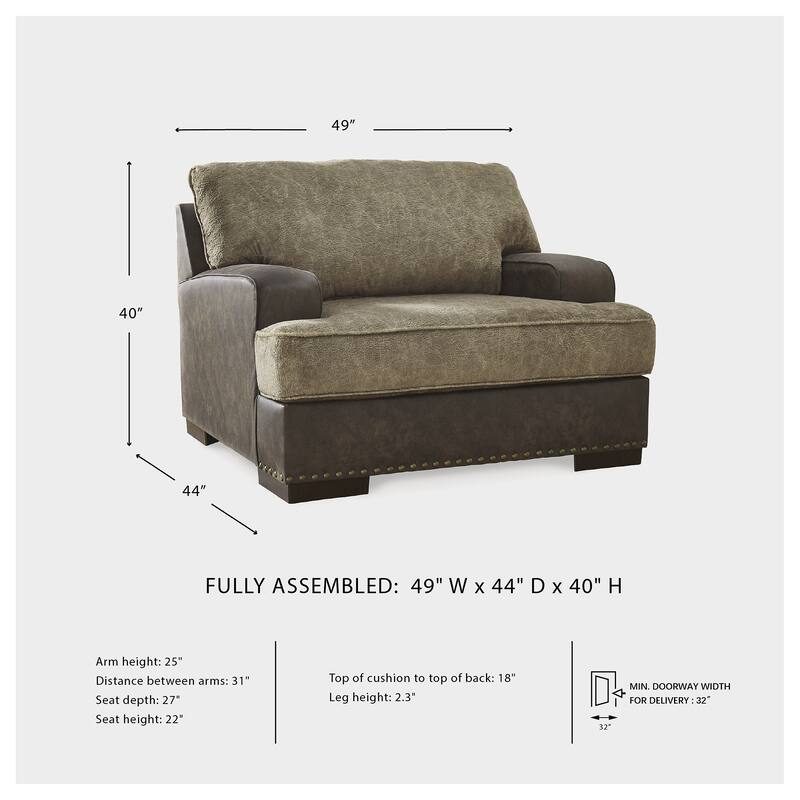 Signature Design by Ashley Alesbury Chocolate Chair and a Half - 49"W x 44"D x 40"H