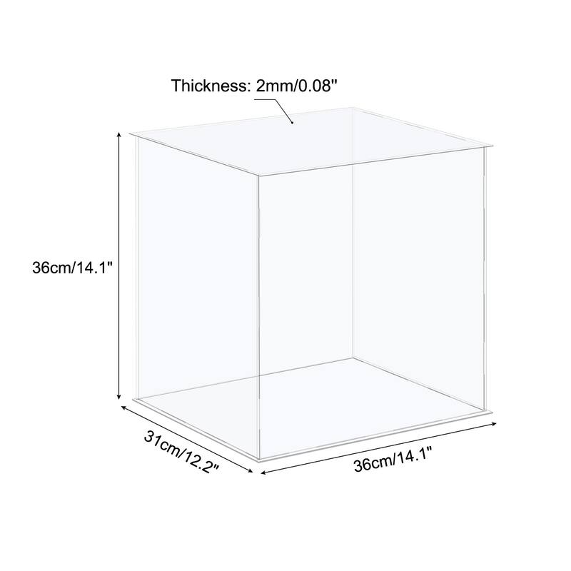 Acrylic Display Case Plastic Box Cube Storage Box Assemble Showcase - 14.1x12.2x14.1 Inch