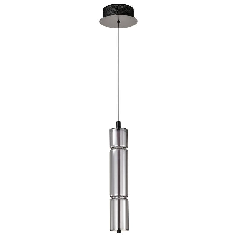 Evander LED 16 Inch Mini Pendant Matte Black Finish Smoked Glass - Matte Black